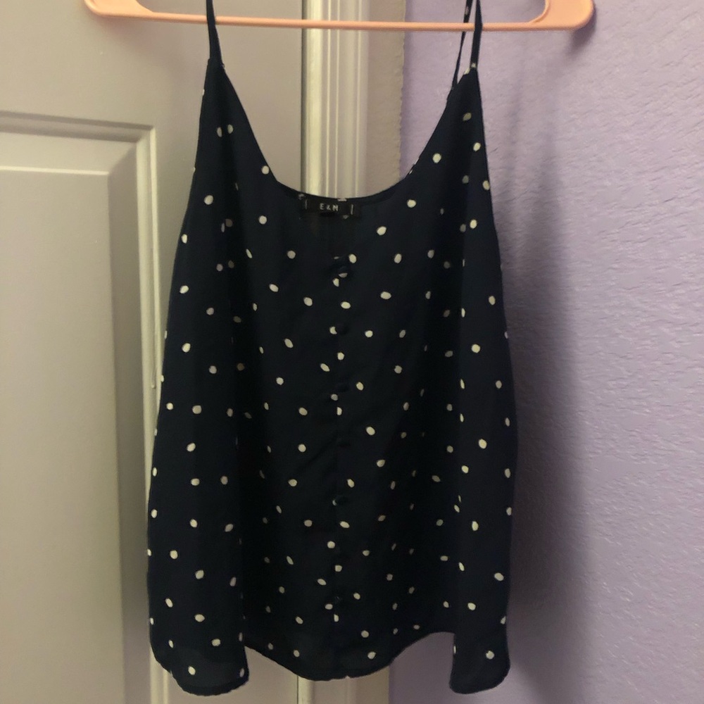 E & M Women's Black Polka Dot Cami Top